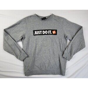 Nike Sweatshirt Mens Small Gray Crewneck Swoosh Logo Basic Fleece Just Do It
